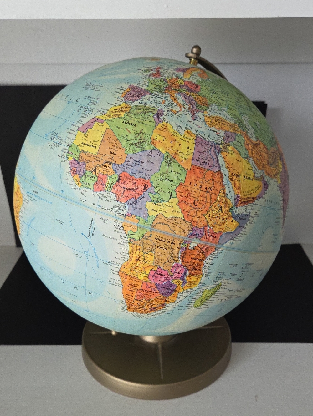 Vintage 1960s Replogle 12" Stereo Relief World Globe - Cold War Era (USSR, UAR)
